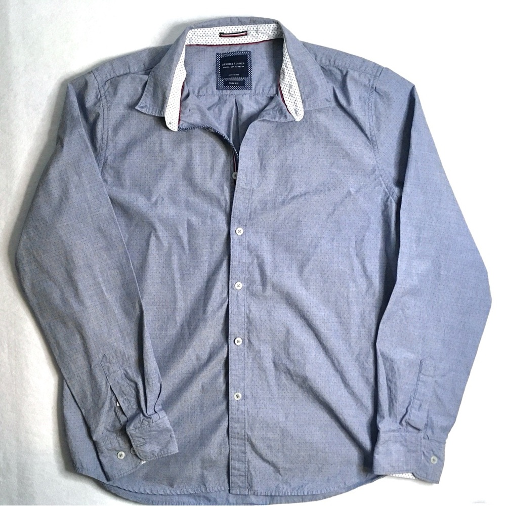 Denim & Flower Light Blue Casual Button-Down Shirt